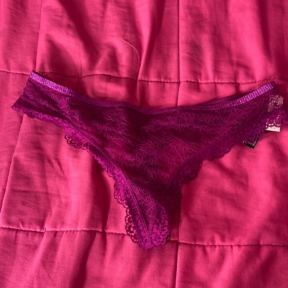 Purple lace thong